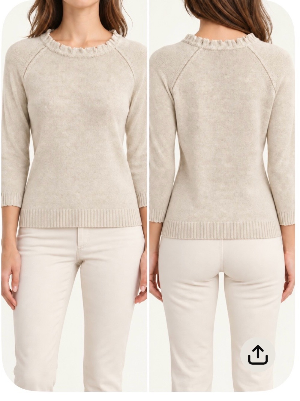 Minnie rose Crewneck Sweater in Light Beige XS Minnie rose 100% cashmere